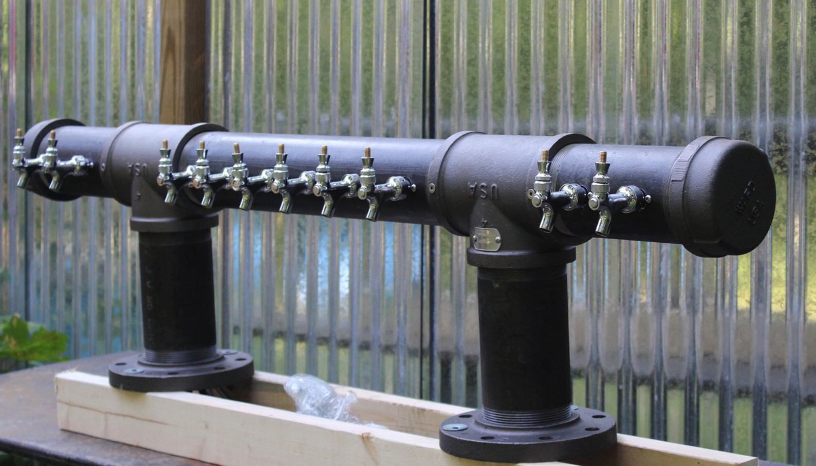 Unique Custom 10 or 12 Tap Iron Pipe Beer Tap Tower Double T Etsy