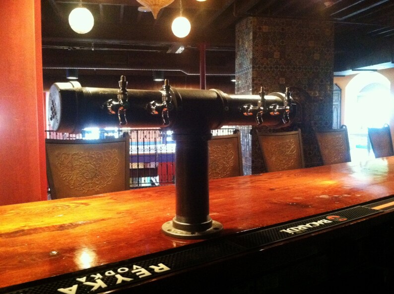 Custom 4 Tap Draft Beer Tower Globe Light Black Iron Hand Made Etsy