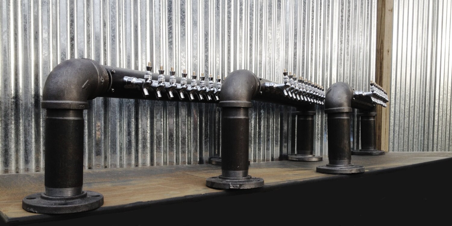 Custom 12 Tap Draft Beer Tower Black Iron Pipe Bar Restaurant Etsy