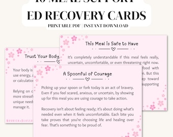 Supportive Eating Disorder Recovery Cards | Printable Encouragement & Healing Prompts for Mealtime Support