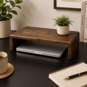 Handmade Rustic Monitor Stand with Waterfall Sides