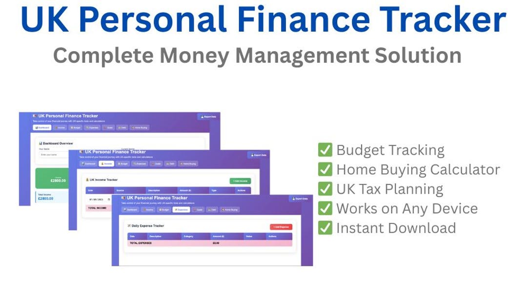 UK Personal Finance Tracker | Digital Budget Planner | Home Buying ...