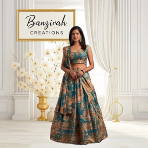 Floral Lehenga Choli with Sequin Embroidery: Indian Wedding Guest Outfit