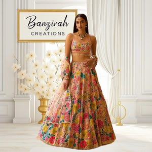 Multicolor Floral Embroidered Lehenga Choli with Dupatta | Designer Indian Wedding Outfit
