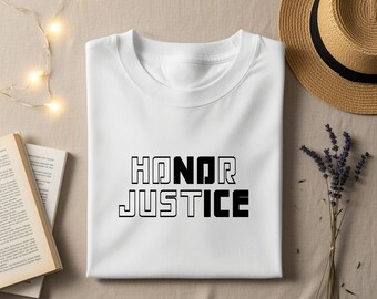 NO ICE Honor Justice T-Shirt, Simple Graphic Shirt, Bold Statement Tee, Minimalist Design Top, Morality Inspired Apparel, Trendy Slogan