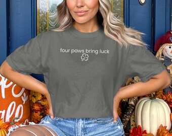 Four Paws Bring Luck T-Shirt, St Patricks Day Tee, Lucky Clover Shirt, Irish T-Shirt, Shamrock Shirt, Lucky Dog Shirt