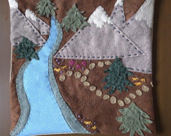 Handmade Wool Felt Play Mat | Mountain River Small World Play