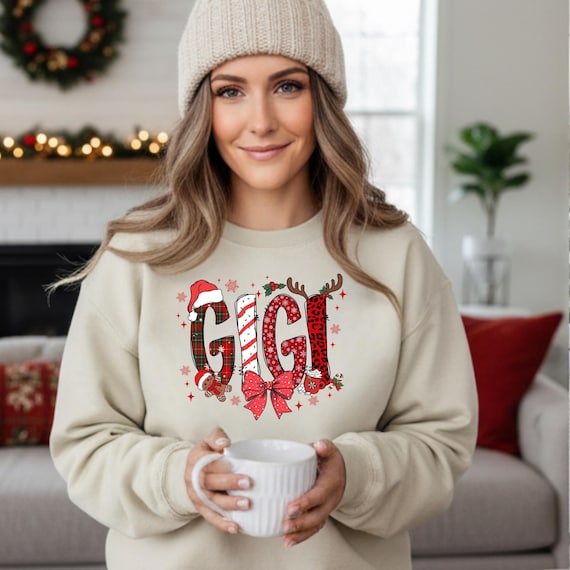 Custom Gigi Christmas Sweatshirt, Personalized Grandchild Names Xmas Hoodie