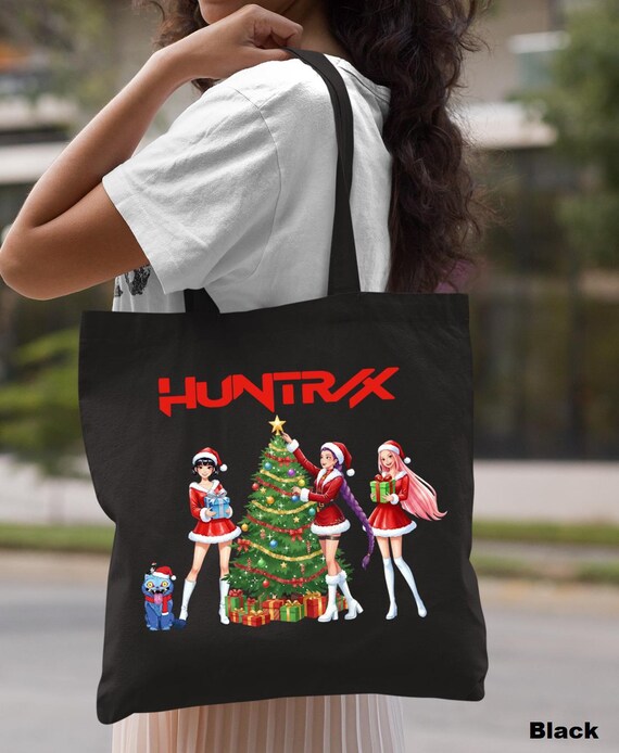 Huntrix Christmas Tote Bag, Christmas Saja Girls Bag, Christmas Tote Bag, Christmas Gift, Xmas Derpy Tiger Bag, Kpop Demon Hunters Bag