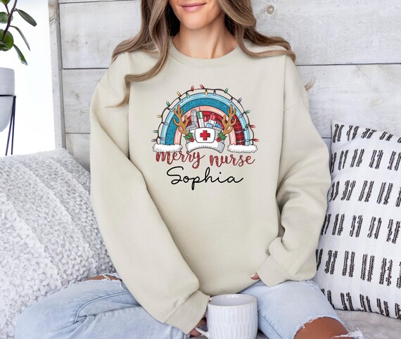 Personalized Christmas Nurse Sweatshirt, Xmas Gift