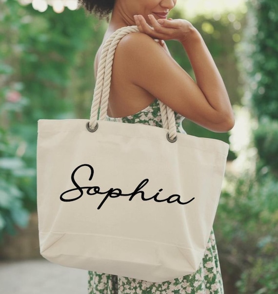 Custom Name Cotton Tote Bag, Bridesmaid Gift