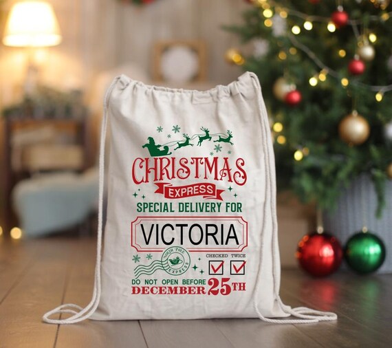 Personalized Santa Sack, Custom Christmas Gift Bag