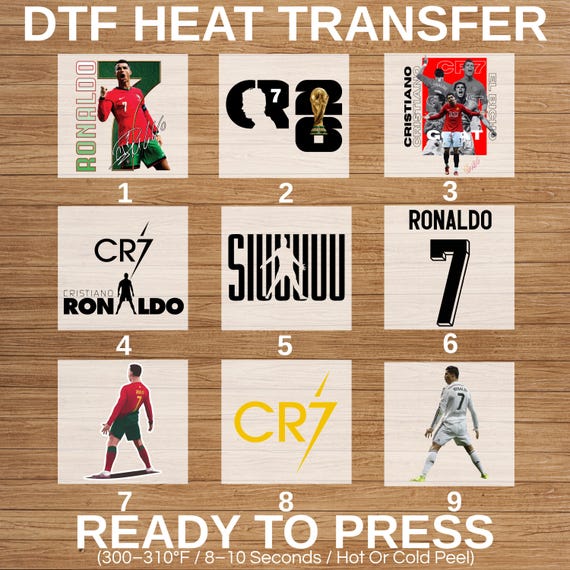 Cristiano Ronaldo DTF Heat Transfer, CR7 Soccer Printing