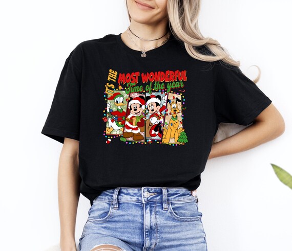 Disney Christmas Shirt, Mickey and Friends Christmas Shirt, Christmas T-Shirt, Disney Characters Xmas Tee, Wonderful Time Tee,Christmas Gift