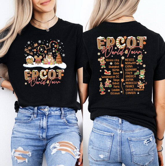 Epcot World Tour Christmas Shirt, Disney Christmas Shirt, Disney Epcot World T-Shirt, Disneyland Xmas Tee, Disney Trip Shirt, Christmas Gift