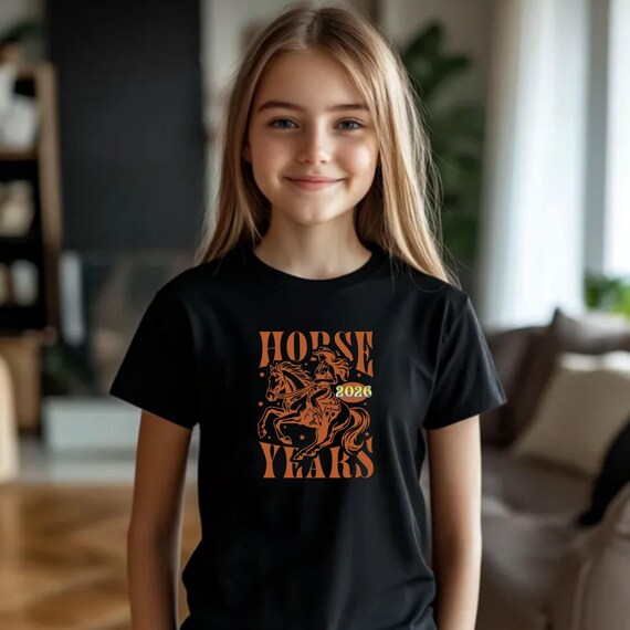 2026 Horse Years T-Shirt, Kids/Youth New Year Gift, Horse Design