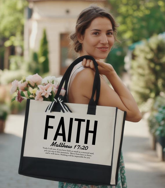 Faith Matthew 17:20 Tote Bag, Christian Bible Verse Bag