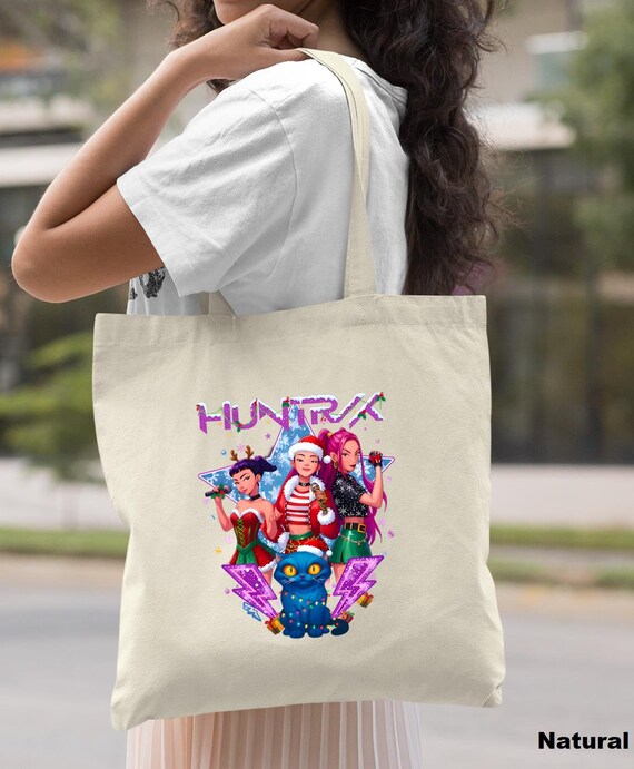 Huntrix Christmas Tote Bag, Christmas Tote Bag, Christmas Saja Girls Bag, Christmas Gift, Xmas Derpy Tiger Tote Bag, Kpop Demon Hunters Bag