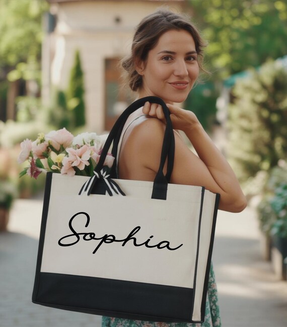 Custom Name Tote Bag, Bridesmaid Gift, Bridal Party Favor