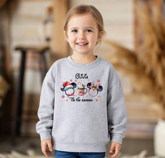 Custom Christmas Disney Kids Sweatshirt, Mickey and Minnie Xmas Hoodie, Personalized Christmas Youth Sweatshirt, Christmas Gift, Xmas Shirt