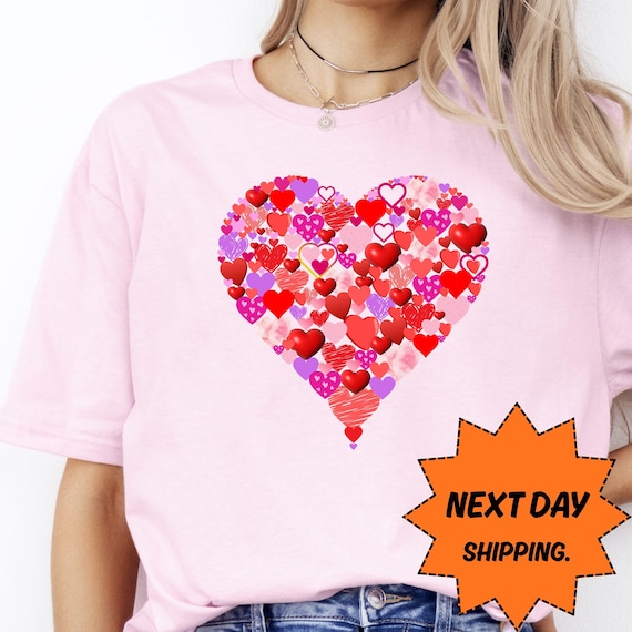 Valentine Day Heart Sweatshirt & Tee, Love Heart Valentine Shirt, Next Day Ship Romantic Hoodie,