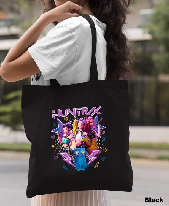 Huntrix Kpop 100% Cotton Tote Bag, Saja Girls Fan Bag