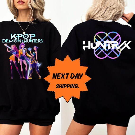 Demon Hunters Hoodie - Huntrix Kpop Aesthetic Sweatshirt - Saja Girls Fan Gear,  Huntrix Kpop Gift - Movie Style Hoodie -Sweatshirt for Fans