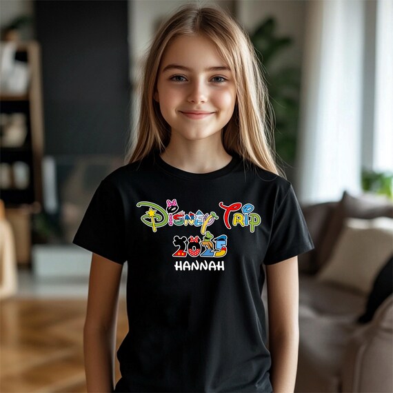 Disney Trip 2025 T-Shirt, Custom Disney World Trip 2025, Disneyland Kids Shirt, Personalized Minnie Disney Youth Tee, Cute Disney Shirt