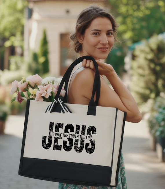 Jesus The Way The Truth The Life Tote Bag, Christian Faith Bag