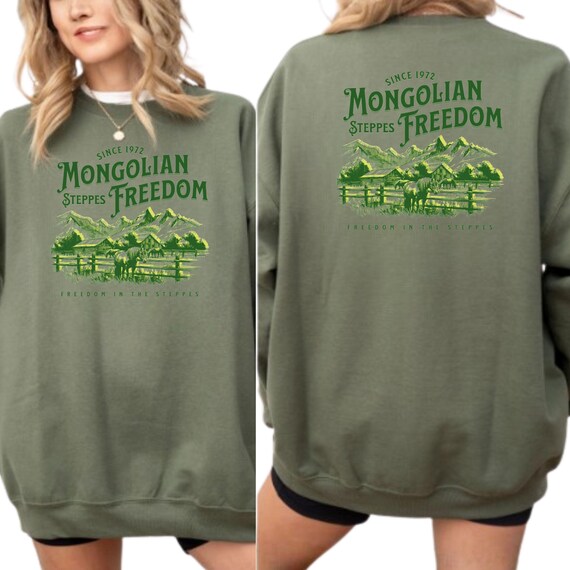 Mongolian Steppes Freedom Sweatshirt, Vintage , Horse Lovers, Unisex Oversize, Nature Themed,