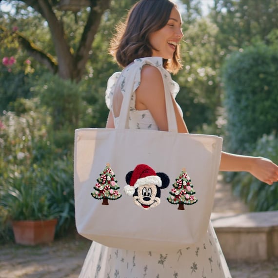 Disney Christmas Tote Bag, Mickey Mouse Christmas Bag, Disney Christmas Tree Bag, Christmas Tote Bag,  Christmas Gift, Disney Xmas Bag