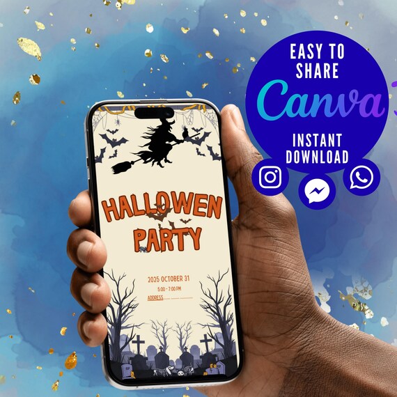 Editable Halloween Invitation Template: Mobile-Friendly Design (Digital Download)