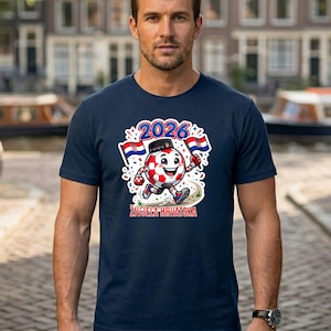 Croatia Soccer Fan T-Shirt 2026, Football Mascot Tee, Checkerboard Design imagem 5