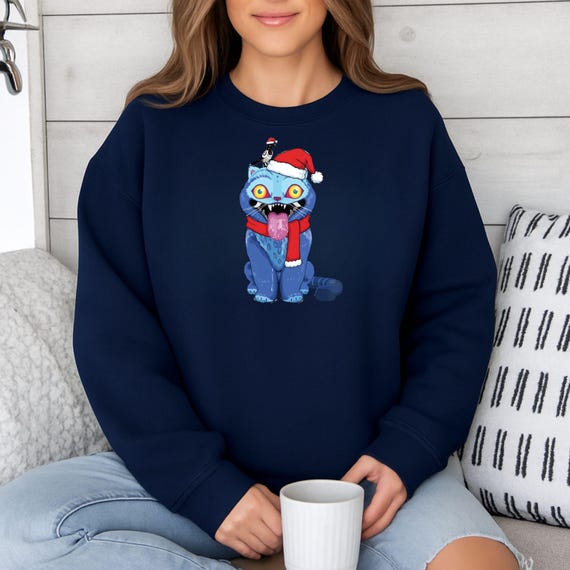 Huntrix Christmas Sweatshirt, Christmas Gift, Xmas Derpy Tiger Shirt, Demon Hunters Tiger Christmas Hoodie, Kpop Demon Hunters Sweatshirt