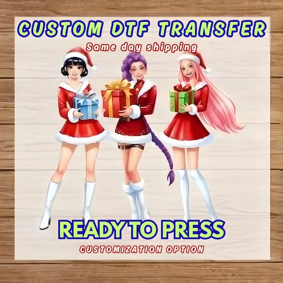 Girls Christmas Kpop DTF Transfer: Ready to Press