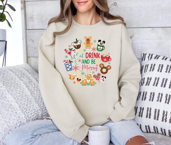 Disney Christmas Sweatshirt, Disney Snacks Christmas Sweatshirt, Eat Drink And Be Merry Xmas Shirt, Disneyland Trip Hoodie, Christmas Gift