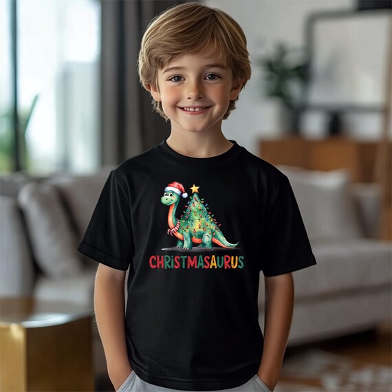 Christmasaurus Youth Shirt, Dinosaur Christmas Tree Rex Tee