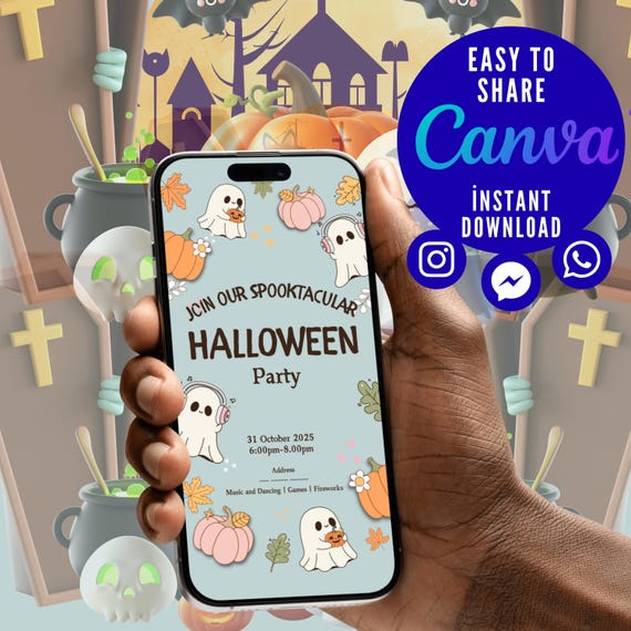 Editable Halloween Invitation Template: Mobile-Friendly Design (Digital Download)