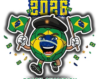 Camiseta para torcedor do Brasil com o logo de 2026 (arquivo digital para impressão)