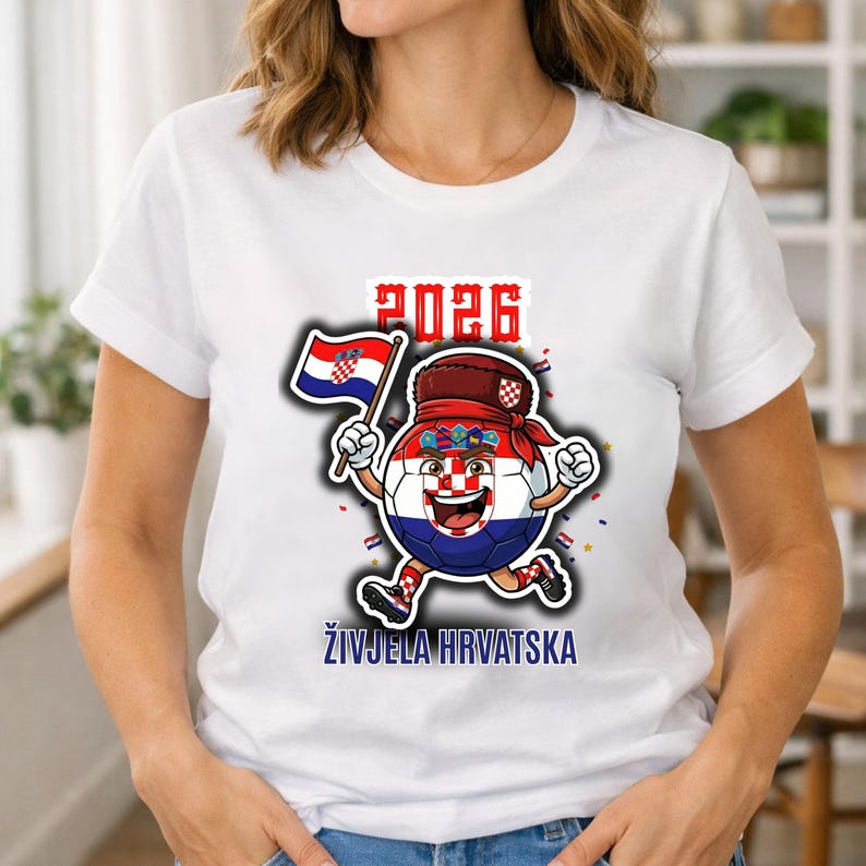 Show your football spirit with Croatia  Soccer Shirt 2026. Designed for passionate fans, this shirt features a bold mascot look.
Ideal for game days, gatherings, or casual wear, this shirt combines comfort with strong football energy.
