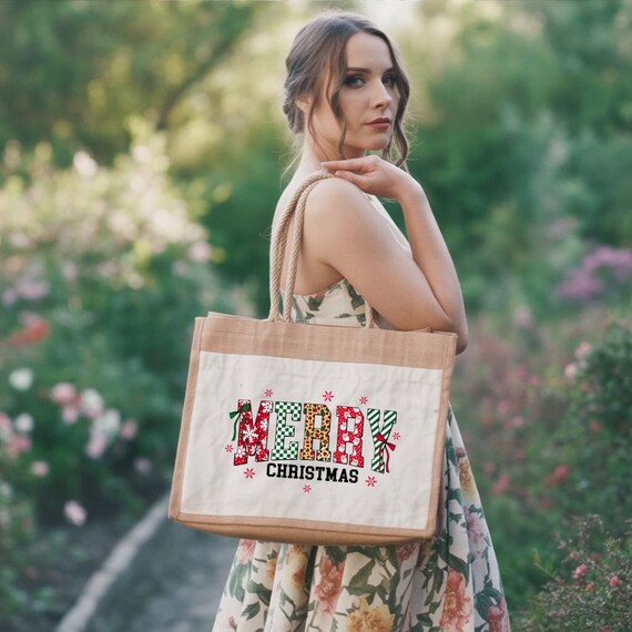 Merry Christmas Jute Bag: Coquette Holiday Party Gift