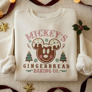 EMBROIDERED Mickey Minnie GingerBread Christmas Sweatshirt, Disney Couple Holiday Sweater, Family Matching Disney Outfits, ESL687-688