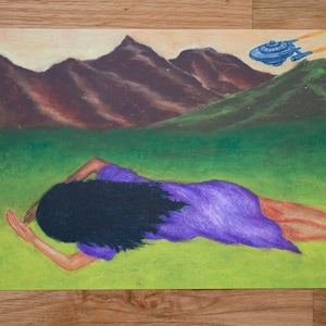 Remote Control / oil pastel art print 8.5x11