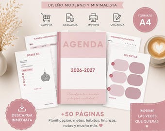 Minimalist Printable Planner | Daily, weekly and monthly planner to organize your life, modern and functional printable planner.
