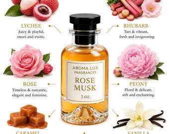 Rose Musk Perfume Spray, Luxury Floral Fragrance, Aroma Lux Signature Scent
