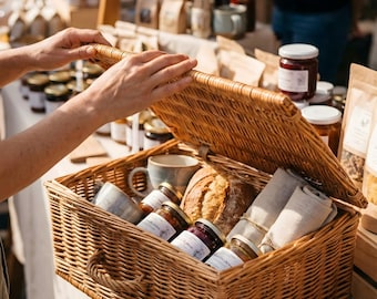 Cesta de mimbre para exhibición de puestos de mercado: organizador de ferias de artesanía, decoración de stands de artesanos, accesorios para tiendas minoristas, cestas de cuidado personal y cestas organizadoras de almacenamiento.