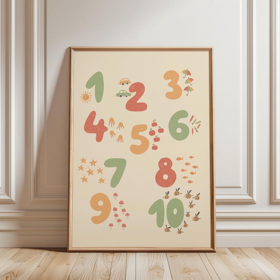Printable Numbers Poster for Kids, Count to 10 Wall Art, Educational ...