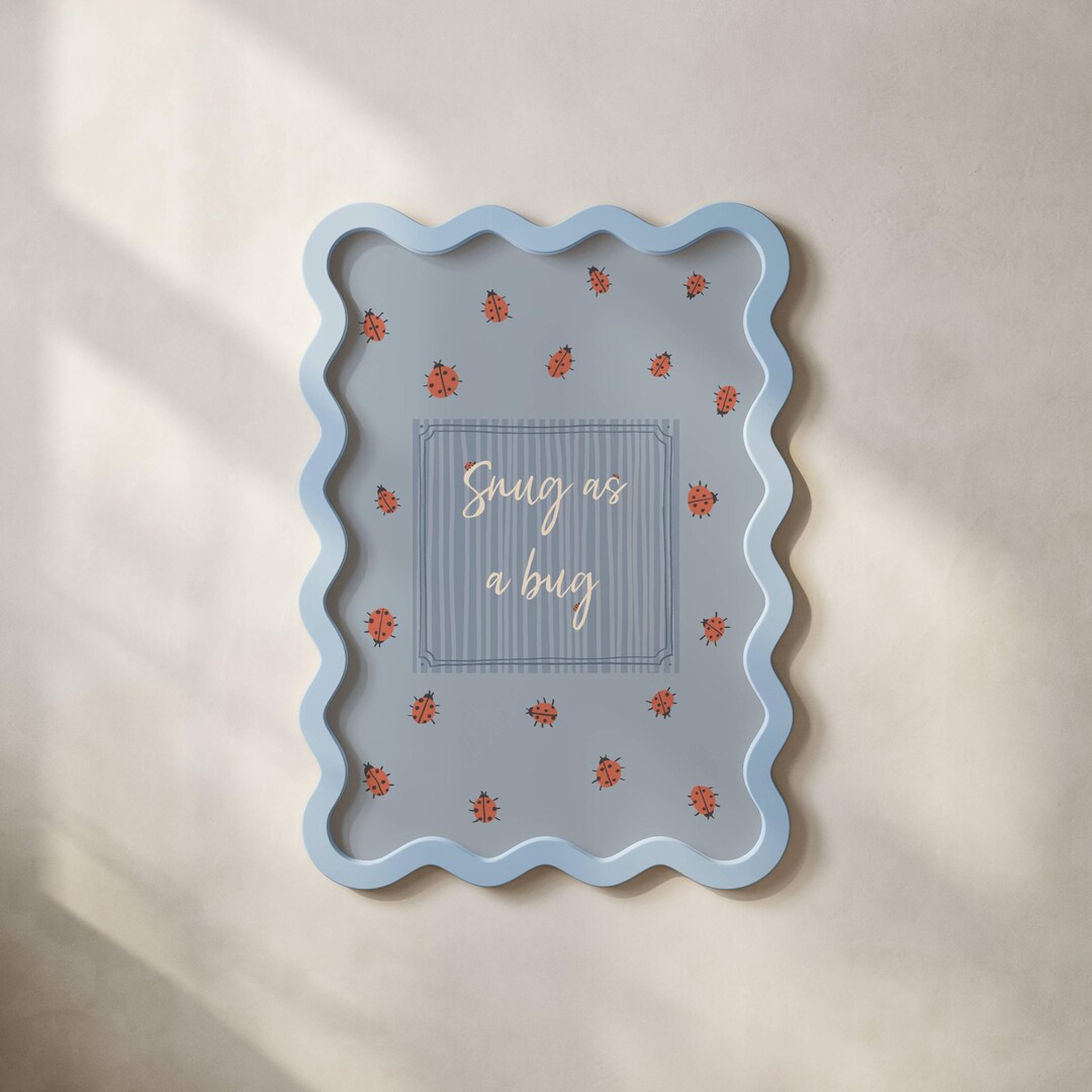 Snug as A Bug Blue Print, Ladybug Nursery Wall Art, Ladybird Playroom ...