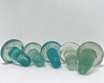 Vintage Antike Glas Flaschenverschlüsse | Viktorianische Apotheker Farbiges Glas