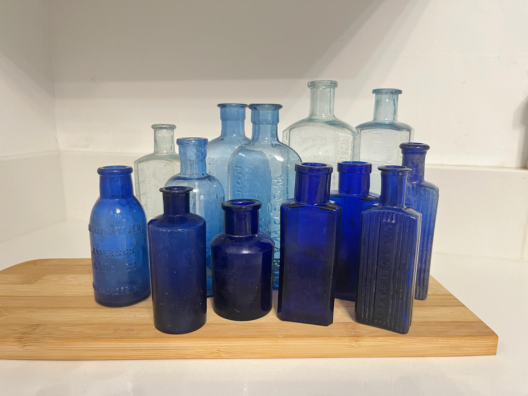 【現在非売品】青いガラス瓶 斗瓶,ガラス壜,インテリア壜販売